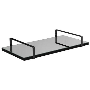 Imagem de Bandeja Espelhada 25x50cm Borda Infinita Alça Preta