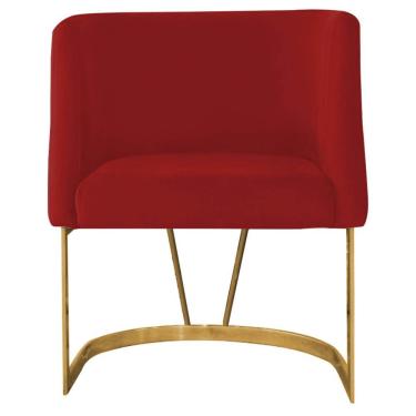 Imagem de Kit 04 Poltrona Cadeira Aurora Luxo Confort Industrial Ferro Dourado Veludo Vermelho