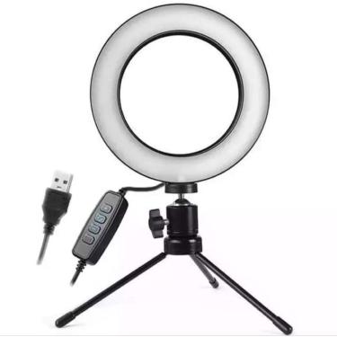 Imagem de Iluminador Ring Light 16Cm Usb Led Misto 3500K 5500K + Tripe .