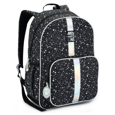Imagem de Mochila De Costas Just Keep On Smiling For Girls Denlex Preto