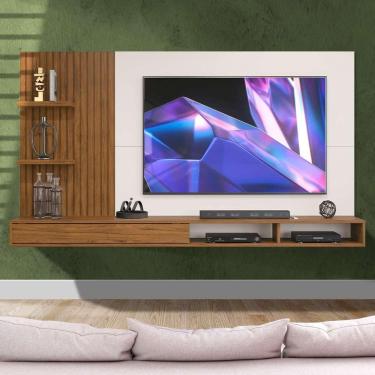 Imagem de Painel Grande Ripado Para Tv Até 60 Polegadas Freijó Off White Brisa Shop Jm
