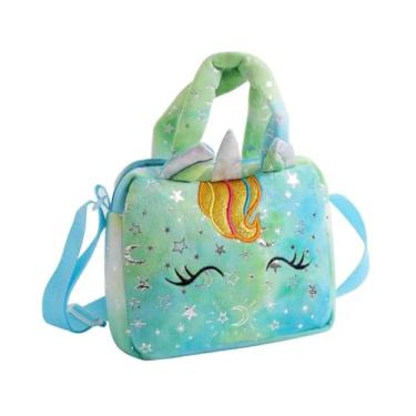 Imagem de Bolsa Infantil Unicórnio do Arco-Iris - Crossbody Fofa e Encantadora para Meninas! (Azul)