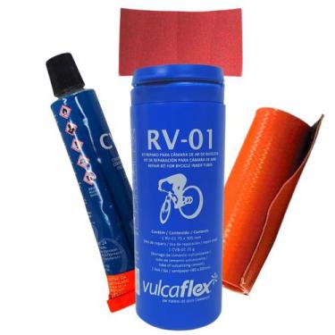 Imagem de Kit Reparo Câmara de Ar Ciclismo Remendo 75x305mm Cola Lixa - VULCAFLE