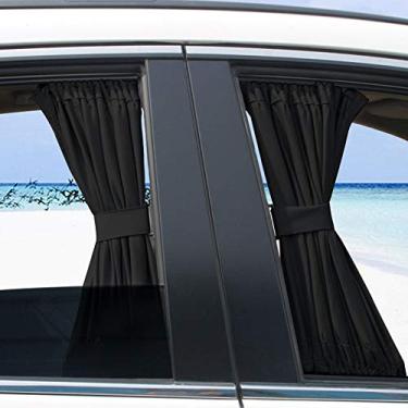 Imagem de Cortinas de carro para janela, 2 peças de persiana lateral automotiva blackout cortinas de para-sol sombra de sol ajustável cortina de saia para amamentação, sono, troca de roupa,