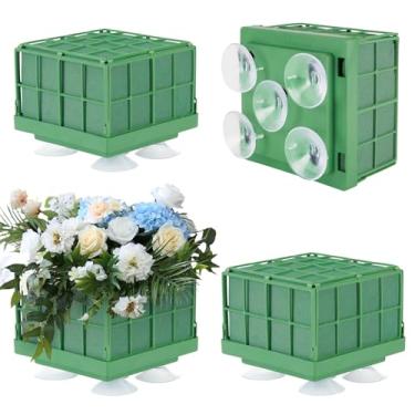 Imagem de Takytao Gaiola De Espuma Floral Com Suporte Quadrado Para Blocos Flores, Verde Arranjos Flores Artificiais