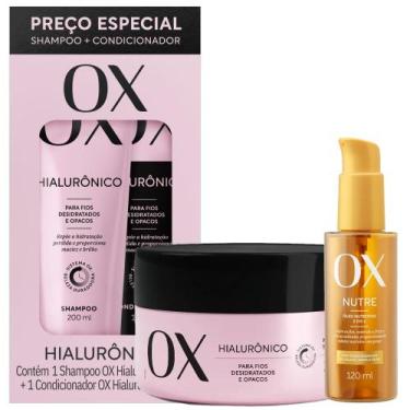 Imagem de Kit OX Hialurônico Shampoo + Condicionador + Máscara 300g + Óleo Capil