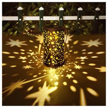 Imagem de HUMIIEYE Lanterna Solar Para Áreas Externas, Decoração De Jardim Em Forma Estrela Dinâmica Atualizada, Luzes Decorativas Metal Suspensas À Prova D'Água Ip65, Presentes Aniversário Mulheres, Mães, Na