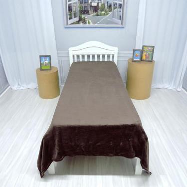 Imagem de Manta Solteiro Fleece Lisa Quentinha Inverno Marrom - Fantasia Bras, M