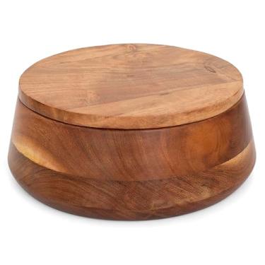 Imagem de Cesta de madeira artesanal para aquecedor de tortilha mexicana indiana Chapati Roti caixa suporte de pão para panquecas utensílios de servir panela quente caçarola prato com tampa decoração de jantar