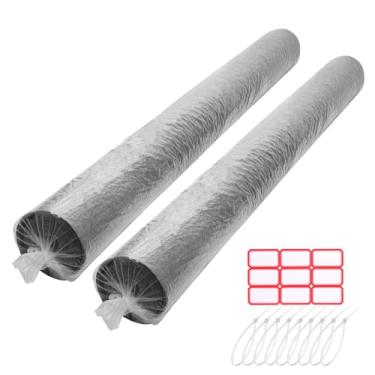 Imagem de HFKPJRT Bolsa de armazenamento de 2 peças, sacos de tapete de plástico jumbo para movimentação de carpete de até 2 x 30 metros, bolsa de carpete resistente de 4,7 mm com laços de zíper e etiquetas em