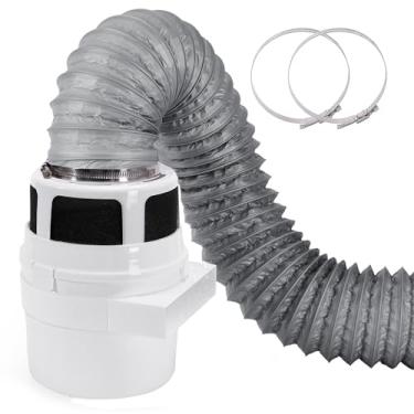 Imagem de 【Atualizado】 Kit de ventilação de secador interno NOORNY 3 em 1, ventilação para secador de fiapos para apartamento - com duto Proflex cinza de camada dupla de 10 cm x 1,2 m, para secadoras de roupas