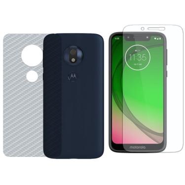Imagem de Película Hidrogel + Adesivo Fibra De Carbono Para Moto G7 Play - Transparente