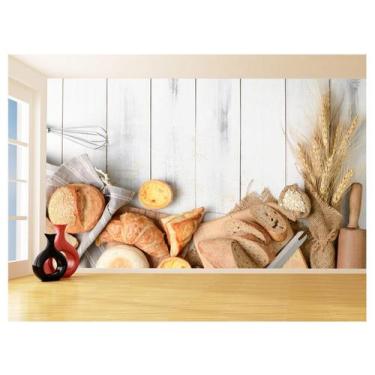 Imagem de Papel De Parede 3D Alimentos Pão Pães Padaria 3,5M Al249 - Você Decora