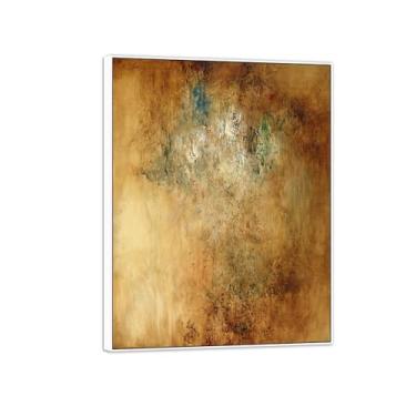 Imagem de MUHJDYC Zao Wou-ki Pintura famosa abstrata - imagem de arte em tela - arte de parede para sala de estar - reprodução de impressões (música aquática) moldura branca 20x25cm-8x10in