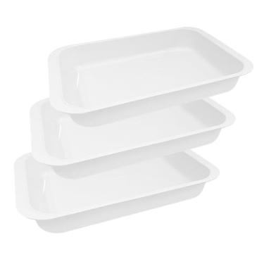 Imagem de Kit 3 Travessa Plástica Doces Salgados Bandeja Cozinha Multiuso 2,3LT (Branco)