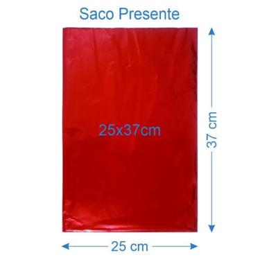 Imagem de 50 Saco de Presente Metalizado 25x37cm - AAZ, Vermelho