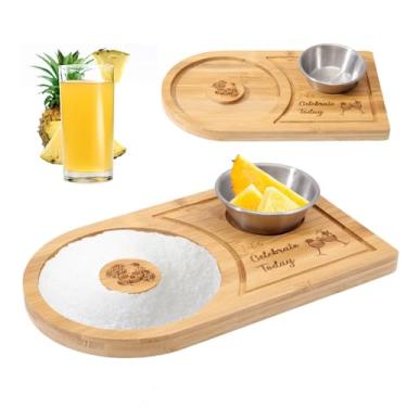 Imagem de GLOBLELAND Margarita Conjunto de escumadeira de vidro de madeira de bambu com tigela de sal de açúcar para copos largos, ferramenta de barman para coquetéis e Margarita