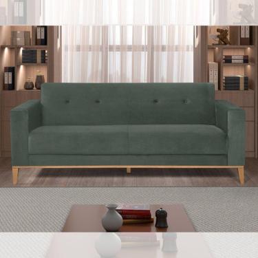 Imagem de Sofá 3 Lugares 195cm Pés em Madeira Touros Yescasa Veludo Paris Verde