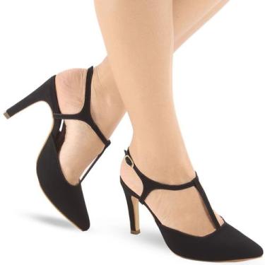 Imagem de Scarpin Re&Ton Salto Médio Aberto Confortável SC17, Preto, 38