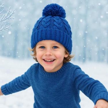 Imagem de Touca Gorro Pompom Infantil Juvenil Unissex Menina Menino Inverno Maci