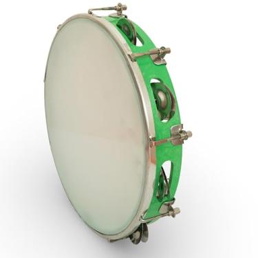 Imagem de Pandeiro de 25 cm com agitador de metal de fileira única, instrumento de percussão de sino de bateria portátil para círculos de bateria, aula de música, KTV, festa de casamento e adoração, sintético
