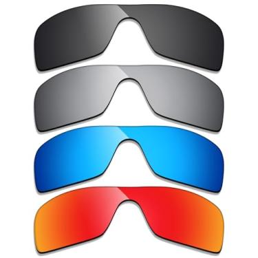Imagem de Alphax 4 pares de lentes polarizadas de substituição para óculos de sol Oakley Batwolf OO9101 - preto + titânio + azul + vermelho