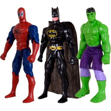 Imagem de Kit Trio Brinquedos Incrível Hulk Homem Aranha Batmam 29cm