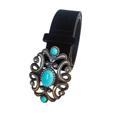 Imagem de Cinto Country Feminino Camurça Fivela Decorada Boho Vintage - A.Cat, P