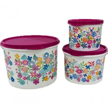 Imagem de Tupperware Kit 3 Peças Potes Bouquet Amor Kit 3 Potes