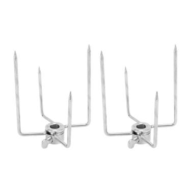 Imagem de 2Pcs Rotisserie Meat Fork, 4 Garras Garfos de Churrasqueiras para Haste de Cuspe de 0, 4 Polegada, Eletroplatada, 304 Garfo de Churrasserie de Aço Inoxidável para Grelhar Frango