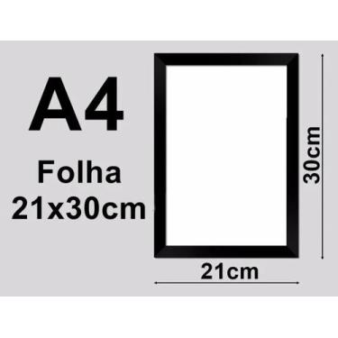 Imagem de Moldura A4 Para Certificado 21X30Cm Alumínio preto Com Vidro Comum - C