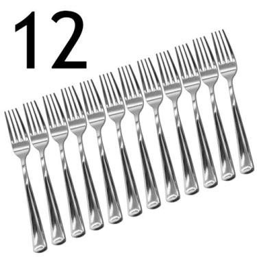 Imagem de Garfo Refeição Festa Luxo Descartável com 12 Unidades - Make+, Prata