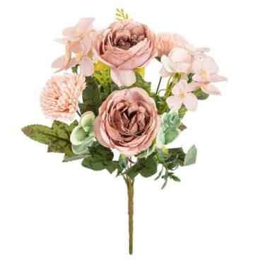 Imagem de Flor artificial de seda, peônia, bola, crisântemo, jardim ao ar livre, casamento, buquê de noiva, festival, casa, vaso, festa, faça você mesmo, presente, pátio (2 peças/ameixa)