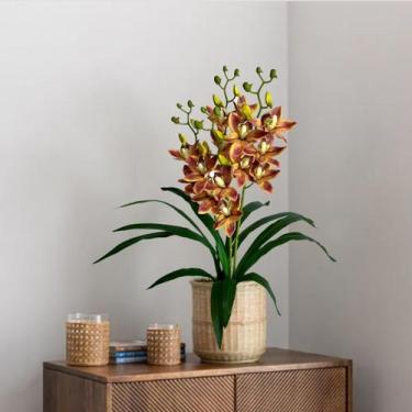Imagem de Conjunto com 9 Orquídeas Artificiais de Alta Qualidade para Decoração 