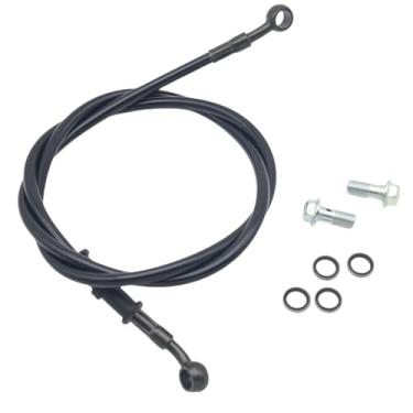 Imagem de GY6 Kit de mangueira de freio para bicicleta suja ATV Scooter 10 mm Banjo + parafuso banjo de aço inoxidável M10x1,25 (28 mm) e arruelas - Compatível com scooters chinesas 50cc-150cc, Go Karts, Quad