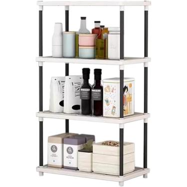 Imagem de Prateleiras De Armazenamento De Plástico De 4 Camadas, Unidade De Prateleira Independente Multiuso, Fácil De Montar Para Casa, Garagem, Porão E Lavanderia, B