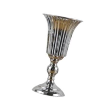 Imagem de Bothyi Vaso de flores para casamento, decoração de castiçal, suporte de flores, suporte de velas para mesa, centro de mesa, cerimônia de aniversário, evento, Silver M 12cmx27cm