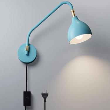 Imagem de Lâmpada De Parede Vintage Para Interior, Lâmpada De Parede Retrô Industrial Com Interruptor E Plugue 180 ° Giratório Braço Longo Iluminação De Parede Quarto Lâmpada De Cabeceira Lâmpadas De