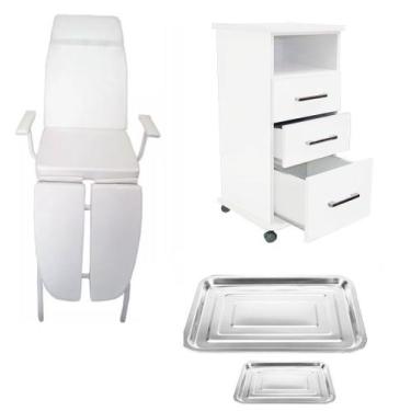 Imagem de Kit Podologia Cadeira Armário e Brindes - Fiscomed, 220V