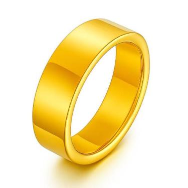 Imagem de Aliança Casamento 6mm Reta Banhada Ouro 18k Tungstênio Noivos Luxo - A