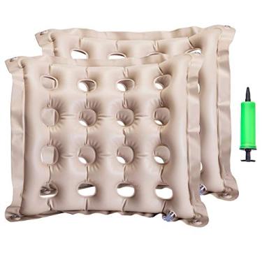 Imagem de Almofada de assento inflável da Puto para cadeira de rodas de escritório, carro, aviões, Coccix, ciática, ideal para uso diário, alívio prolongado de assento, Caqui, 18" X 18", 2