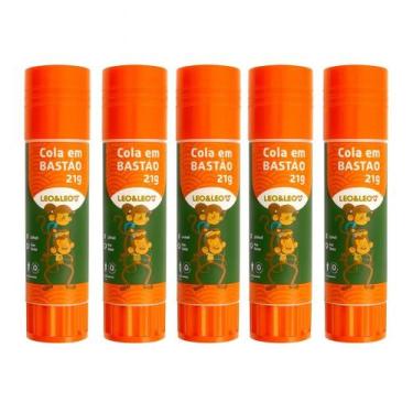 Imagem de Kit 5 Cola Branca 21g Leo&Leo Escolar Artesanato Papel