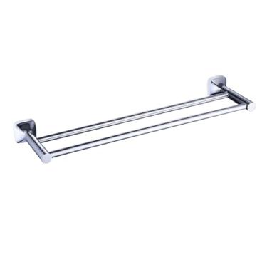 Imagem de Suporte de parede para lenços de papel, suporte para toalhas, suporte para papel higiênico, gancho para roupão, com sabonete e limpador (barra dupla para toalhas)