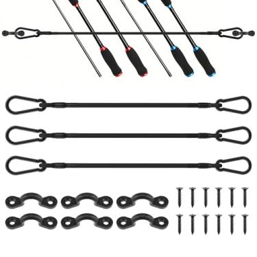 Imagem de SDTC Tech 3 conjuntos de alças de vara de pesca para convés de barco com olhos de almofada de amarrar, cordão elástico de 30,5 cm com mosquetão à base de gancho de amarrar, alças para barco, caiaque