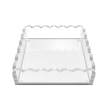 Imagem de Bandeja recortada de acrílico, inclui almofadas antiderrapantes | 20 x 20 x 5 cm | (transparente)