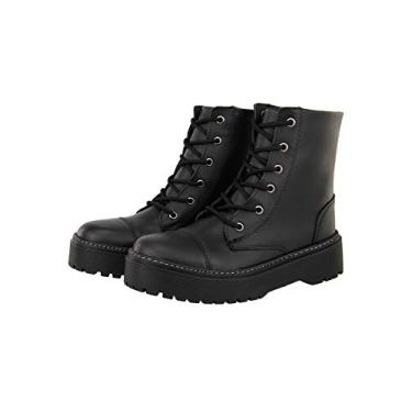 Imagem de Bota Coturno Em Couro Feminina Chelsea Retta Preta (PRETO, BR, Adulto, Numérico, P, 36)