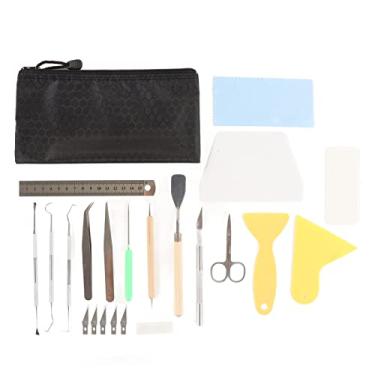 Imagem de Zerodis 22 PCS Kit de Ferramentas de Artesanato de Mata -Réguas de Réguas Tweezers, ótimas para Colar, Artesanato, Costura, Letras, Silhuetas, Relevo o Artesanato Básico de Bricolage