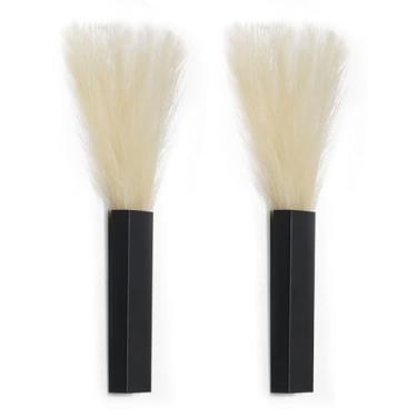 Imagem de Pretty Jolly Vaso de metal moderno para decoração de parede Boho Pampas, flores artificiais, escultura de parede interna para sala de estar, quarto bege, conjunto de 2 pretos