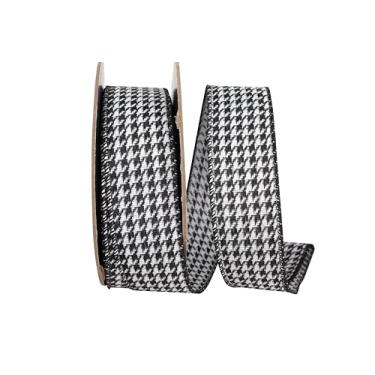 Imagem de Reliant Ribbon Fita de borda com fio Jacquard Houndstooth, preto/branco