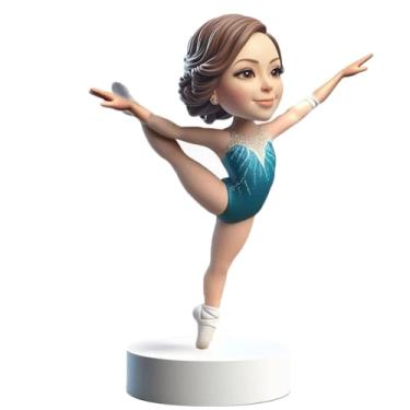 Imagem de Gymnast in Blue Bobblehead feito à mão a partir de sua foto para mãe, namorada, irmã, decoração flexível para shows atléticos, presente perfeito para apoiadores de ginástica